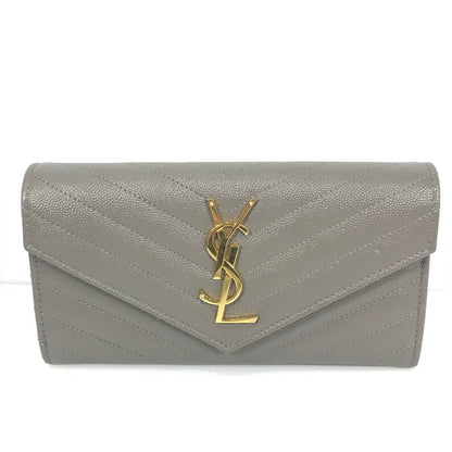 【中古品】【レディース】 SAINT LAURENT サンローラン カサンドラ マトラッセ ラージ フラップ ウォレット 372264 BOW01 長財布 181-251105-na-05-tag カラー：グレー系 万代Net店