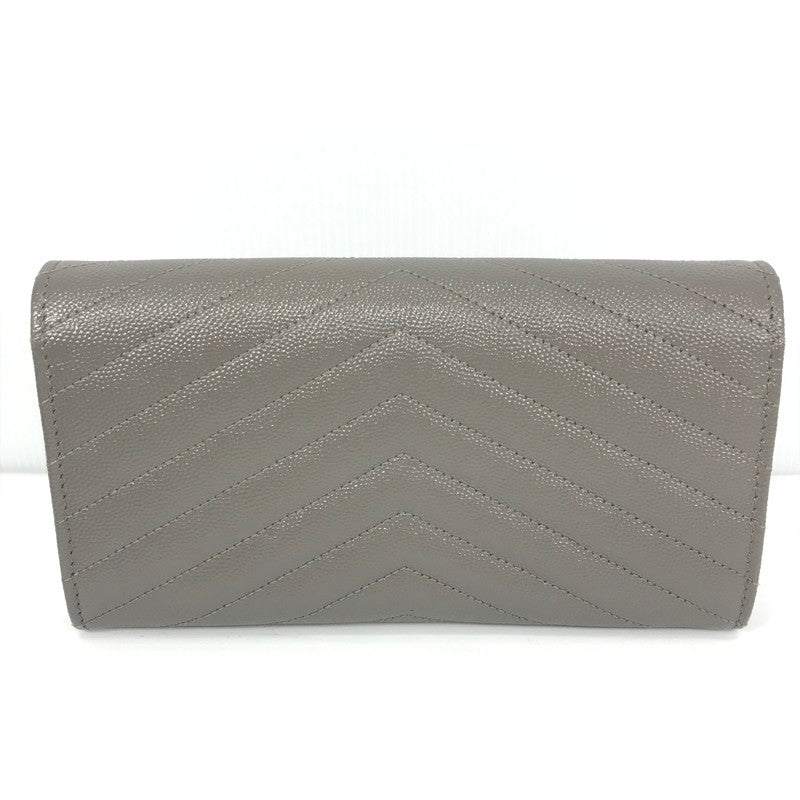 【中古品】【レディース】 SAINT LAURENT サンローラン カサンドラ マトラッセ ラージ フラップ ウォレット 372264 BOW01 長財布 181-251105-na-05-tag カラー：グレー系 万代Net店