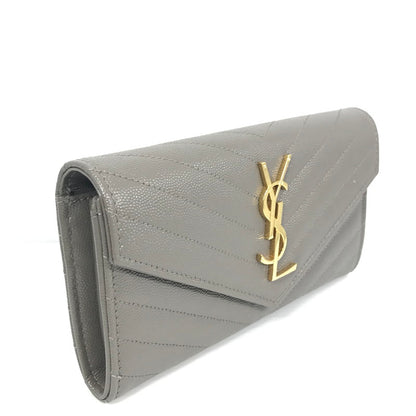 【中古品】【レディース】 SAINT LAURENT サンローラン カサンドラ マトラッセ ラージ フラップ ウォレット 372264 BOW01 長財布 181-251105-na-05-tag カラー：グレー系 万代Net店