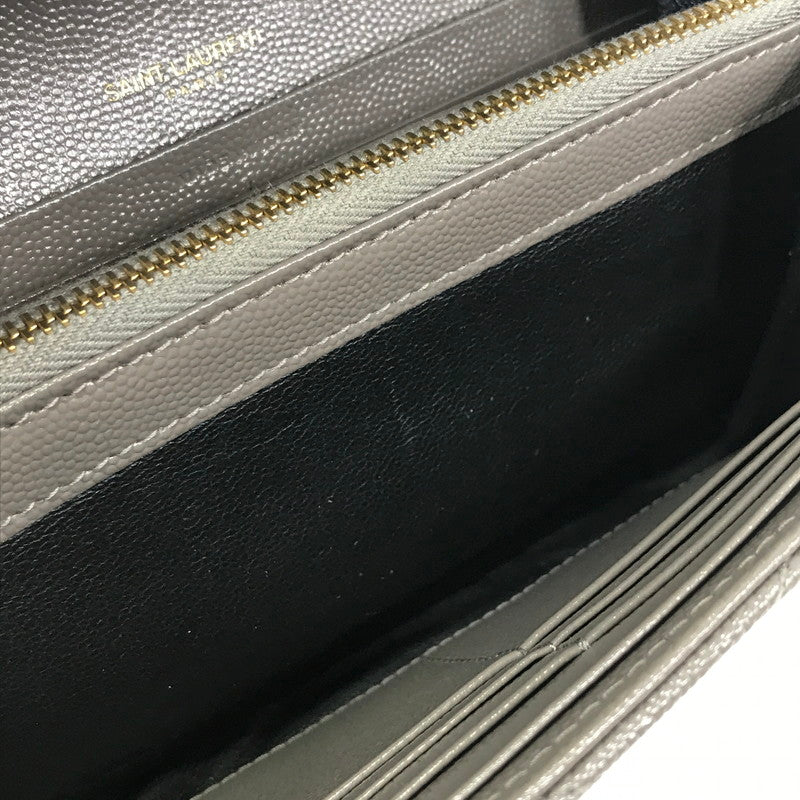 【中古品】【レディース】 SAINT LAURENT サンローラン カサンドラ マトラッセ ラージ フラップ ウォレット 372264 BOW01 長財布 181-251105-na-05-tag カラー：グレー系 万代Net店