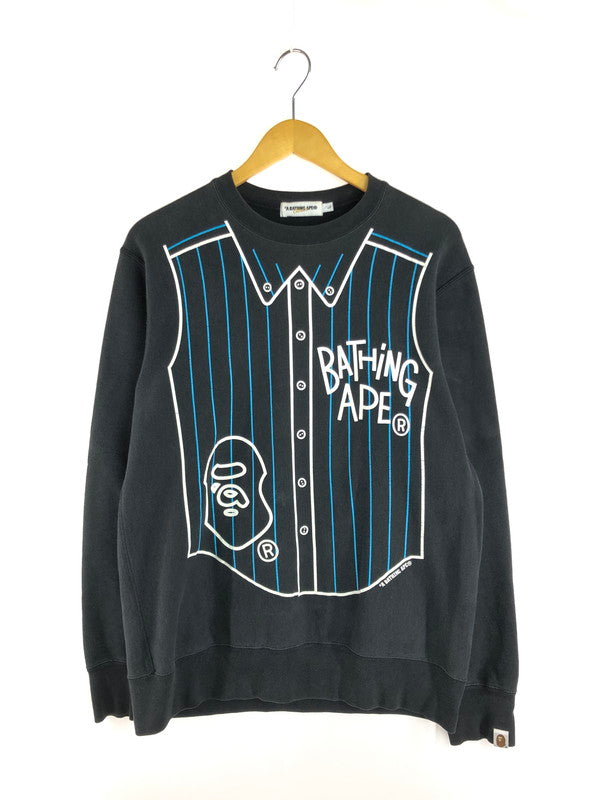 【中古品】【メンズ】 A BATHING APE アベイシングエイプ シャツプリント スウェット トレーナー 142-251108-na-03-tag サイズ：L カラー：ブラック 万代Net店