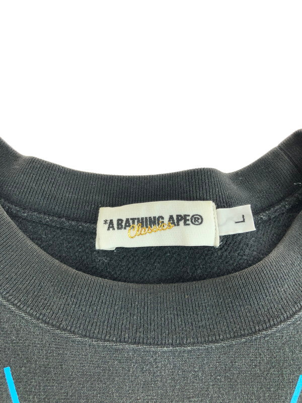 【中古品】【メンズ】 A BATHING APE アベイシングエイプ シャツプリント スウェット トレーナー 142-251108-na-03-tag サイズ：L カラー：ブラック 万代Net店