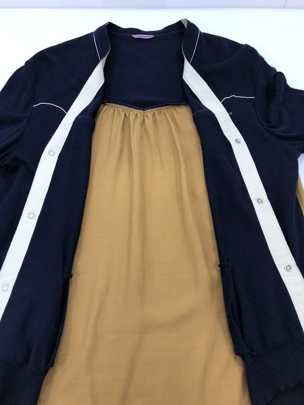 【中古品】【レディース】 16SS DOCKING CARDIGAN AUQ1901 16年春夏 ドッキング カーディガン トップス 168-251115-rt-18-tag サイズ：2 カラー：ネイビー 万代Net店
