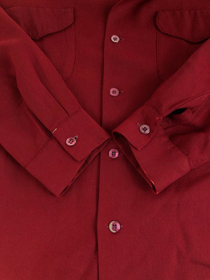 【現状渡し品】【メンズ】 McGregor マックレガー 40'S RAYON GABARDINE SHIRT 40年代 レーヨン ギャバジン シャツ 長袖シャツ 146-251109-na-12-tag サイズ：サイズ表記なし 下記参照 カラー：レッド 万代Net店