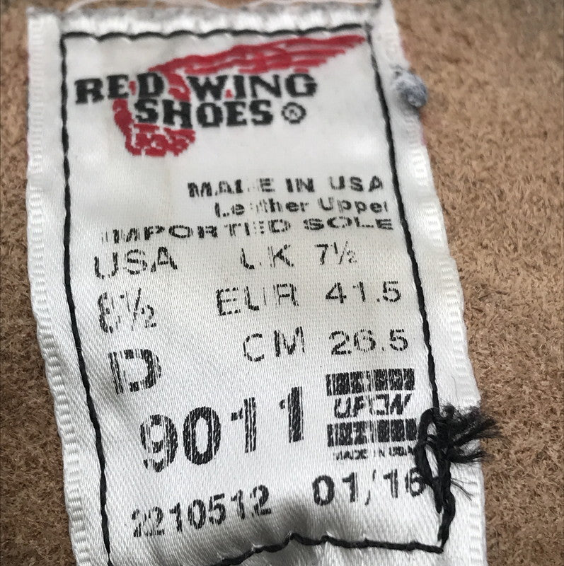 【中古品】【メンズ】 RED WING レッドウィング BECKMAN 9011 ベックマン ブーツ USA製 縦長タグ 16年製 靴 164-251112-rt-03-tag サイズ：8 1/2D カラー：ブラウン系 万代Net店