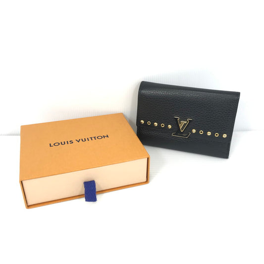 【中古品】【レディース】 LOUIS VUITTON ルイ・ヴィトン ポルトフォイユ カプシーヌ コンパクト M62765 コンパクトウォレット 3つ折り財布 179-251107-yy-12-tag カラー：ブラック 万代Net店