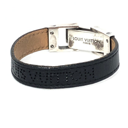 【中古品】【メンズ】 LOUIS VUITTON ルイ・ヴィトン パンチング ロゴ レザーバングル ブレスレット アクセサリー 179-251107-yy-08-tag サイズ：S カラー：ブラック/シルバー 万代Net店