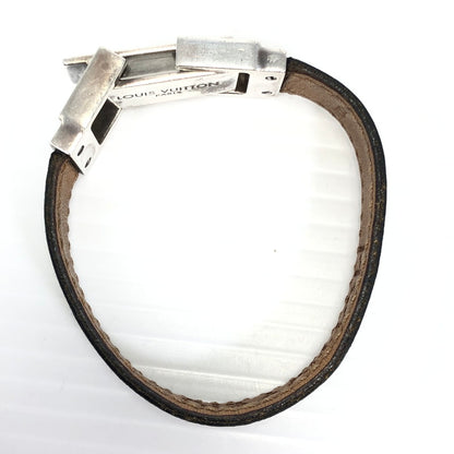 【中古品】【メンズ】 LOUIS VUITTON ルイ・ヴィトン パンチング ロゴ レザーバングル ブレスレット アクセサリー 179-251107-yy-08-tag サイズ：S カラー：ブラック/シルバー 万代Net店