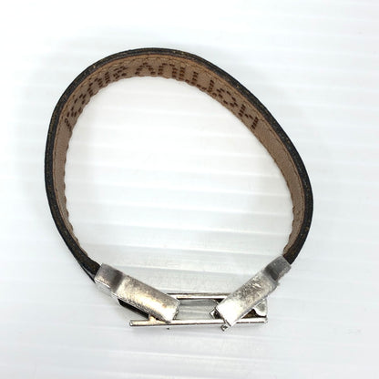 【中古品】【メンズ】 LOUIS VUITTON ルイ・ヴィトン パンチング ロゴ レザーバングル ブレスレット アクセサリー 179-251107-yy-08-tag サイズ：S カラー：ブラック/シルバー 万代Net店