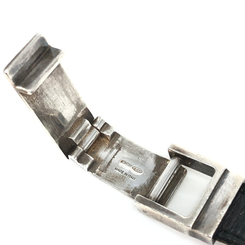 【中古品】【メンズ】 LOUIS VUITTON ルイ・ヴィトン パンチング ロゴ レザーバングル ブレスレット アクセサリー 179-251107-yy-08-tag サイズ：S カラー：ブラック/シルバー 万代Net店