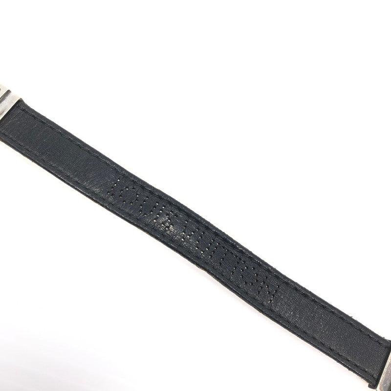 【中古品】【メンズ】 LOUIS VUITTON ルイ・ヴィトン パンチング ロゴ レザーバングル ブレスレット アクセサリー 179-251107-yy-08-tag サイズ：S カラー：ブラック/シルバー 万代Net店