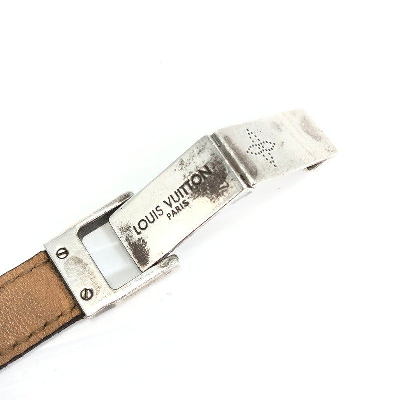 【中古品】【メンズ】 LOUIS VUITTON ルイ・ヴィトン パンチング ロゴ レザーバングル ブレスレット アクセサリー 179-251107-yy-08-tag サイズ：S カラー：ブラック/シルバー 万代Net店