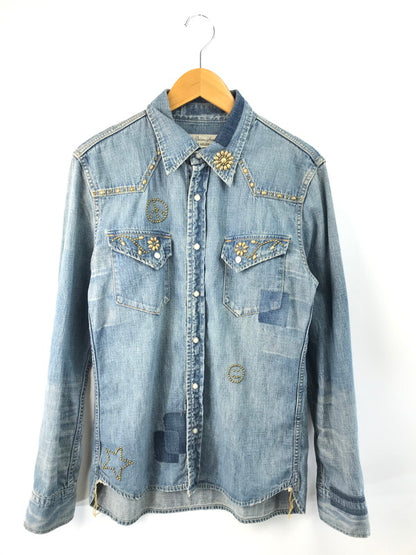 【中古品】【メンズ】 REMI RELIEF レミレリーフ FLOWER STUD DENIM SHIRT フラワースタッズデニムシャツ 140-251121-rt-11-tag サイズ：M カラー：インディゴ 万代Net店