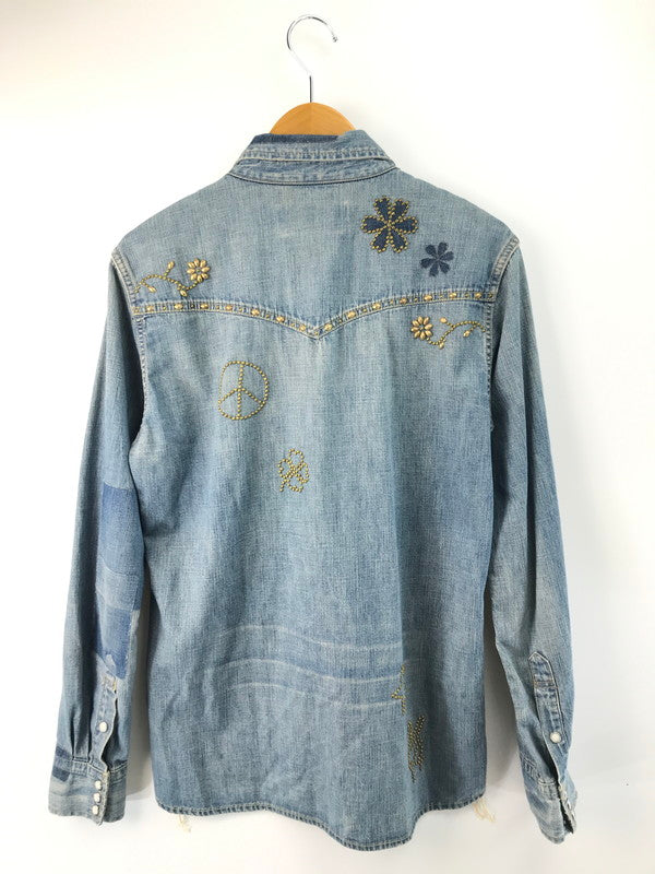 【中古品】【メンズ】 REMI RELIEF レミレリーフ FLOWER STUD DENIM SHIRT フラワースタッズデニムシャツ 140-251121-rt-11-tag サイズ：M カラー：インディゴ 万代Net店