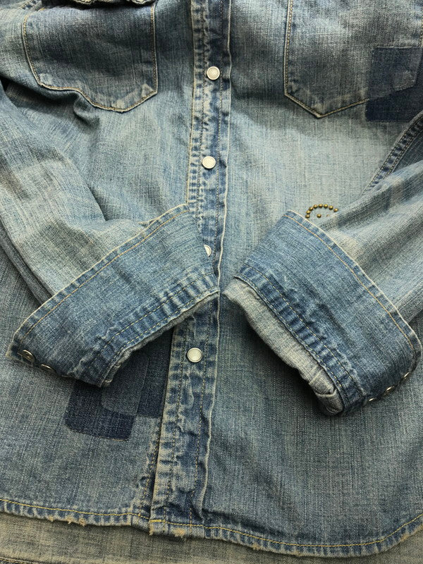 【中古品】【メンズ】 REMI RELIEF レミレリーフ FLOWER STUD DENIM SHIRT フラワースタッズデニムシャツ 140-251121-rt-11-tag サイズ：M カラー：インディゴ 万代Net店