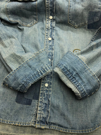 【中古品】【メンズ】 REMI RELIEF レミレリーフ FLOWER STUD DENIM SHIRT フラワースタッズデニムシャツ 140-251121-rt-11-tag サイズ：M カラー：インディゴ 万代Net店