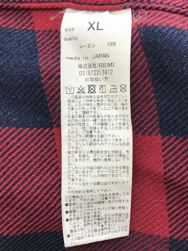 【中古品】【メンズ】 REMI RELIEF レミレリーフ × BEAMS+ ビームスプラス 別注 RAYON CHECK SHIRT レーヨン チェックシャツ 開襟シャツ トップス 140-251119-rt-08-tag サイズ：XL カラー：レッド 万代Net店