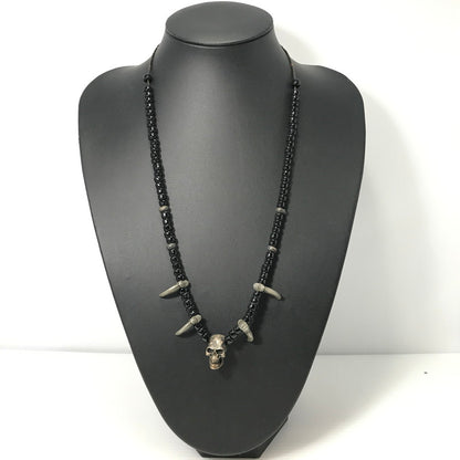 【現状渡し品】【メンズ】 USED ユーズド SKUL HEAD CLAW BEAS NECKLACE スカル ヘッド クロウ ビーズ ネックレス アクセサリー 191-260626-rt-04-tagh カラー：シルバー/ブラック 万代Net店