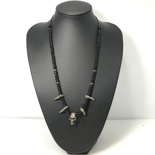 【現状渡し品】【メンズ】 USED ユーズド SKUL HEAD CLAW BEAS NECKLACE スカル ヘッド クロウ ビーズ ネックレス アクセサリー 191-260626-rt-04-tagh カラー：シルバー/ブラック 万代Net店