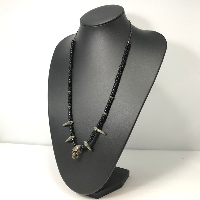 【現状渡し品】【メンズ】 USED ユーズド SKUL HEAD CLAW BEAS NECKLACE スカル ヘッド クロウ ビーズ ネックレス アクセサリー 191-260626-rt-04-tagh カラー：シルバー/ブラック 万代Net店