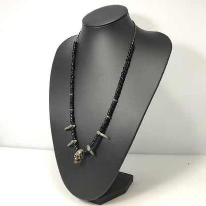 【現状渡し品】【メンズ】 USED ユーズド SKUL HEAD CLAW BEAS NECKLACE スカル ヘッド クロウ ビーズ ネックレス アクセサリー 191-260626-rt-04-tagh カラー：シルバー/ブラック 万代Net店