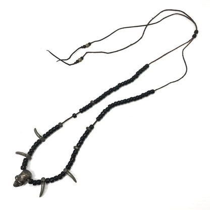 【現状渡し品】【メンズ】 USED ユーズド SKUL HEAD CLAW BEAS NECKLACE スカル ヘッド クロウ ビーズ ネックレス アクセサリー 191-260626-rt-04-tagh カラー：シルバー/ブラック 万代Net店