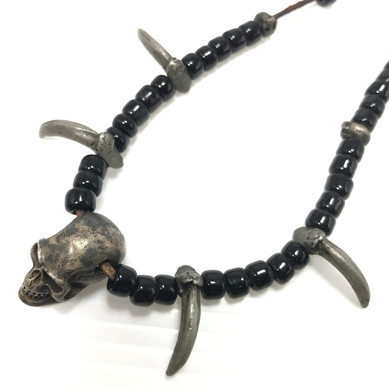 【現状渡し品】【メンズ】 USED ユーズド SKUL HEAD CLAW BEAS NECKLACE スカル ヘッド クロウ ビーズ ネックレス アクセサリー 191-260626-rt-04-tagh カラー：シルバー/ブラック 万代Net店