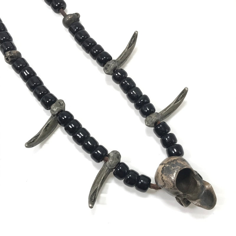 【現状渡し品】【メンズ】 USED ユーズド SKUL HEAD CLAW BEAS NECKLACE スカル ヘッド クロウ ビーズ ネックレス アクセサリー 191-260626-rt-04-tagh カラー：シルバー/ブラック 万代Net店