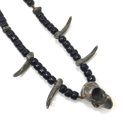 【現状渡し品】【メンズ】 USED ユーズド SKUL HEAD CLAW BEAS NECKLACE スカル ヘッド クロウ ビーズ ネックレス アクセサリー 191-260626-rt-04-tagh カラー：シルバー/ブラック 万代Net店