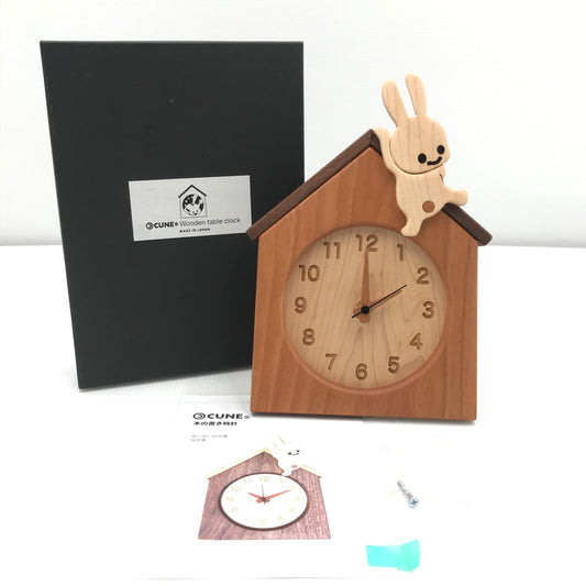 【中古美品】【メンズ】 CUNE キューン WOODEN TABLE CLOCK 木の置き時計 壁掛け時計 208-251129-na-09-tag カラー：ブラウン系 万代Net店
