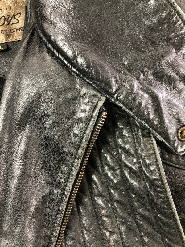 【中古品】【メンズ】 BAD BOYS バッド ボーイズ RIDING LEATHER JACKET ライディング レザー ジャケット 韓国製 アウター 145-260823-rt-21-tagh サイズ：LL カラー：ブラック 万代Net店