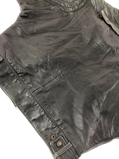 【中古品】【メンズ】 BAD BOYS バッド ボーイズ RIDING LEATHER JACKET ライディング レザー ジャケット 韓国製 アウター 145-260823-rt-21-tagh サイズ：LL カラー：ブラック 万代Net店
