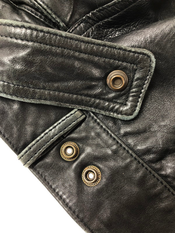 【中古品】【メンズ】 BAD BOYS バッド ボーイズ RIDING LEATHER JACKET ライディング レザー ジャケット 韓国製 アウター 145-260823-rt-21-tagh サイズ：LL カラー：ブラック 万代Net店
