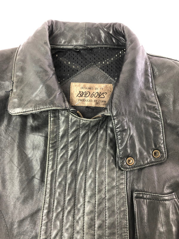 【中古品】【メンズ】 BAD BOYS バッド ボーイズ RIDING LEATHER JACKET ライディング レザー ジャケット 韓国製 アウター 145-260823-rt-21-tagh サイズ：LL カラー：ブラック 万代Net店