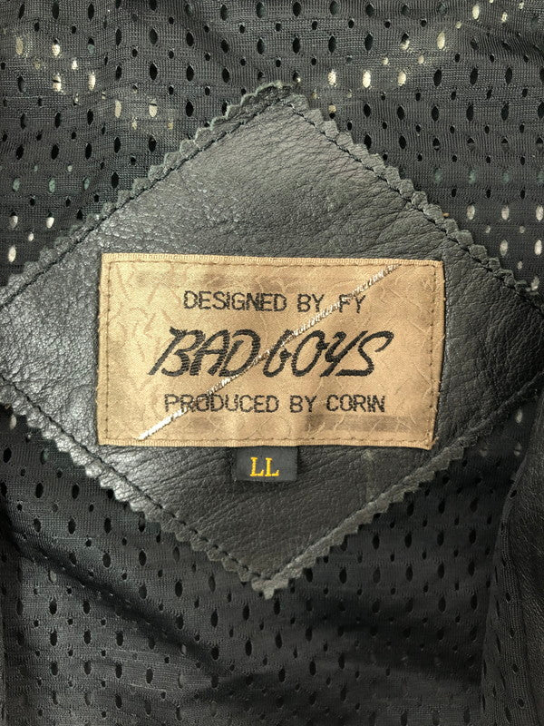 【中古品】【メンズ】 BAD BOYS バッド ボーイズ RIDING LEATHER JACKET ライディング レザー ジャケット 韓国製 アウター 145-260823-rt-21-tagh サイズ：LL カラー：ブラック 万代Net店