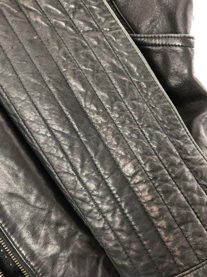【中古品】【メンズ】 BAD BOYS バッド ボーイズ RIDING LEATHER JACKET ライディング レザー ジャケット 韓国製 アウター 145-260823-rt-21-tagh サイズ：LL カラー：ブラック 万代Net店
