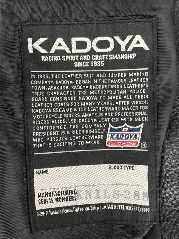 【中古品】【メンズ】 KADOYA カドヤ K'S LEATHER SINGLE RIDERS JACKET KNXLS-285 ケーエス レザー シングルライダース ジャケット 145-251122-rt-02-tag サイズ：M カラー：ブラック 万代Net店