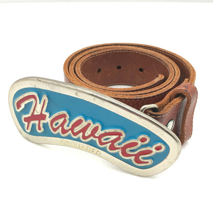【現状渡し品】【メンズ】 DSQUARED2 ディースクエアード HAWAIII LEATHER BELT ハワイアン レザー ベルト 服飾小物 　 205-251205-na-10-tag カラー：ブラウン 万代Net店