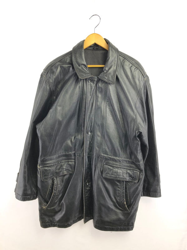 【現状渡し品】【メンズ】 USED LEATHER COAT ジップオフフード レザーコート アウター 146-260909-na-12-tagh サイズ：LL カラー：ブラック 万代Net店