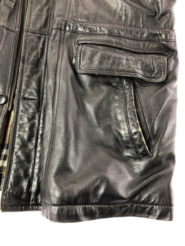 【現状渡し品】【メンズ】 USED LEATHER COAT ジップオフフード レザーコート アウター 146-260909-na-12-tagh サイズ：LL カラー：ブラック 万代Net店