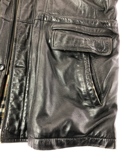 【現状渡し品】【メンズ】 USED LEATHER COAT ジップオフフード レザーコート アウター 146-260909-na-12-tagh サイズ：LL カラー：ブラック 万代Net店