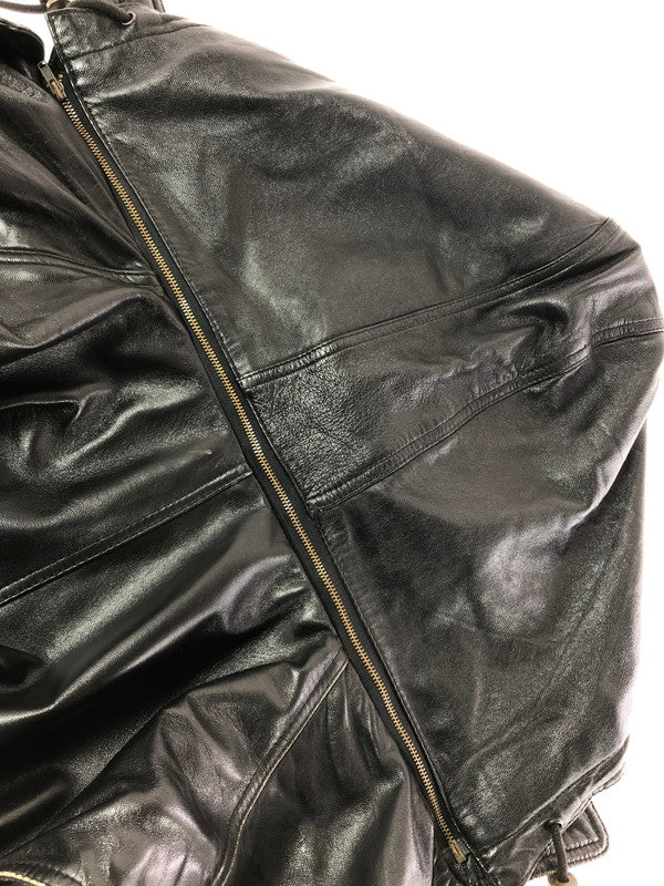 【現状渡し品】【メンズ】 USED LEATHER COAT ジップオフフード レザーコート アウター 146-260909-na-12-tagh サイズ：LL カラー：ブラック 万代Net店