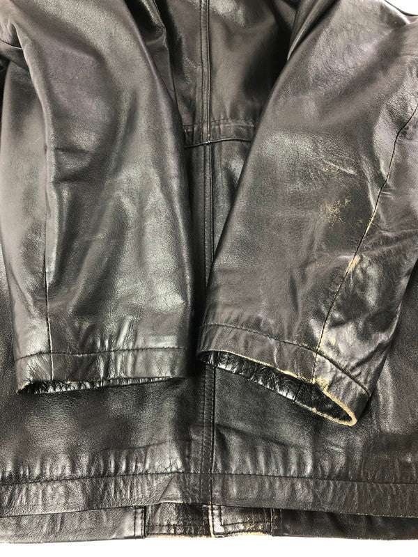 【現状渡し品】【メンズ】 USED LEATHER COAT ジップオフフード レザーコート アウター 146-260909-na-12-tagh サイズ：LL カラー：ブラック 万代Net店