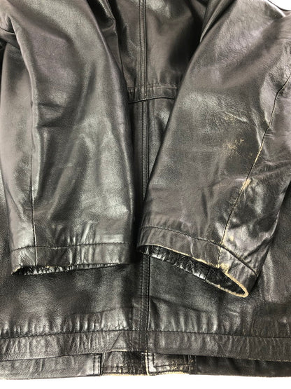 【現状渡し品】【メンズ】 USED LEATHER COAT ジップオフフード レザーコート アウター 146-260909-na-12-tagh サイズ：LL カラー：ブラック 万代Net店