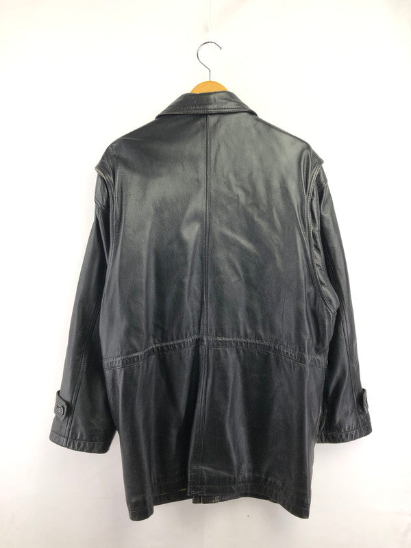 【現状渡し品】【メンズ】 USED LEATHER COAT ジップオフフード レザーコート アウター 146-260909-na-12-tagh サイズ：LL カラー：ブラック 万代Net店