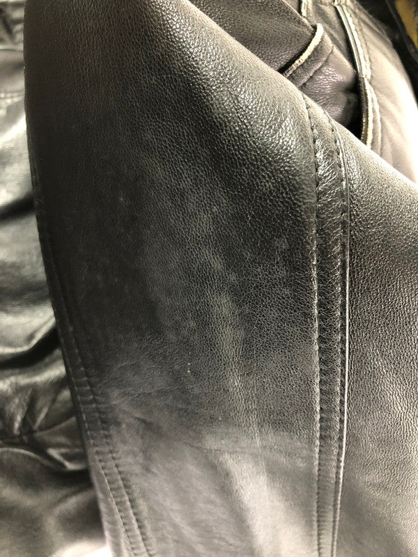 【現状渡し品】【メンズ】 USED LEATHER COAT ジップオフフード レザーコート アウター 146-260909-na-12-tagh サイズ：LL カラー：ブラック 万代Net店