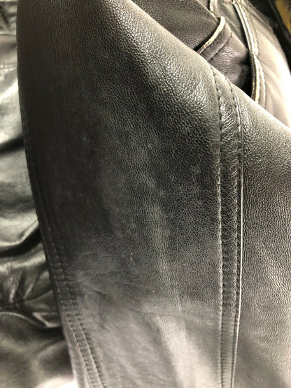 【現状渡し品】【メンズ】 USED LEATHER COAT ジップオフフード レザーコート アウター 146-260909-na-12-tagh サイズ：LL カラー：ブラック 万代Net店
