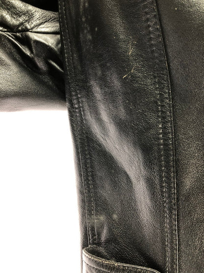 【現状渡し品】【メンズ】 USED LEATHER COAT ジップオフフード レザーコート アウター 146-260909-na-12-tagh サイズ：LL カラー：ブラック 万代Net店
