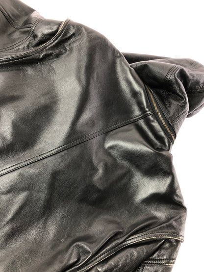 【現状渡し品】【メンズ】 USED LEATHER COAT ジップオフフード レザーコート アウター 146-260909-na-12-tagh サイズ：LL カラー：ブラック 万代Net店
