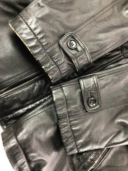 【現状渡し品】【メンズ】 USED LEATHER COAT ジップオフフード レザーコート アウター 146-260909-na-12-tagh サイズ：LL カラー：ブラック 万代Net店